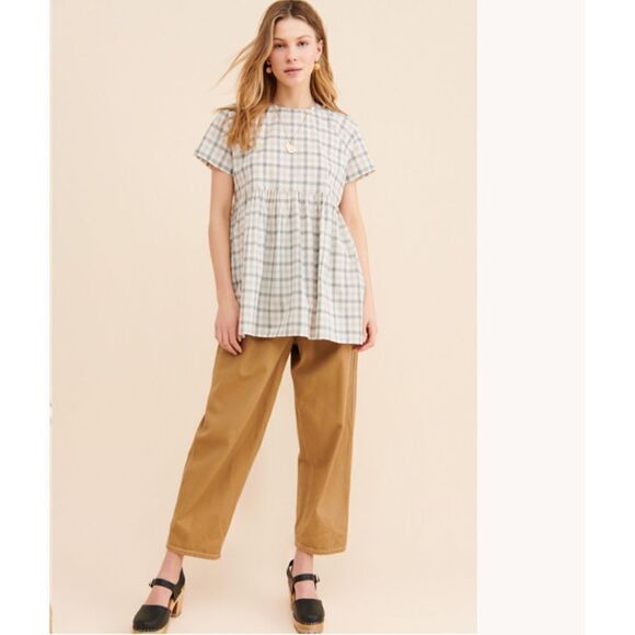 Urban Outfitters  Cody Checkered Babydoll Blouse Size XS - Picture 1 of 9